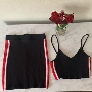 Ribbed Knit Bodycon Top & Skirt Set